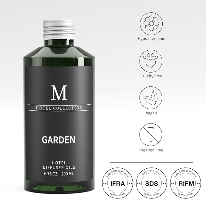 Hotel Scents Garden 6.76 Fl Oz (200 ml), Home Luxury Aroma,Hotel Fragrance Diffuser Oil,Hotel Diffuser Oil for Aromatherapy, Bigger Bottle, Bolder Aroma, Longer Lasting