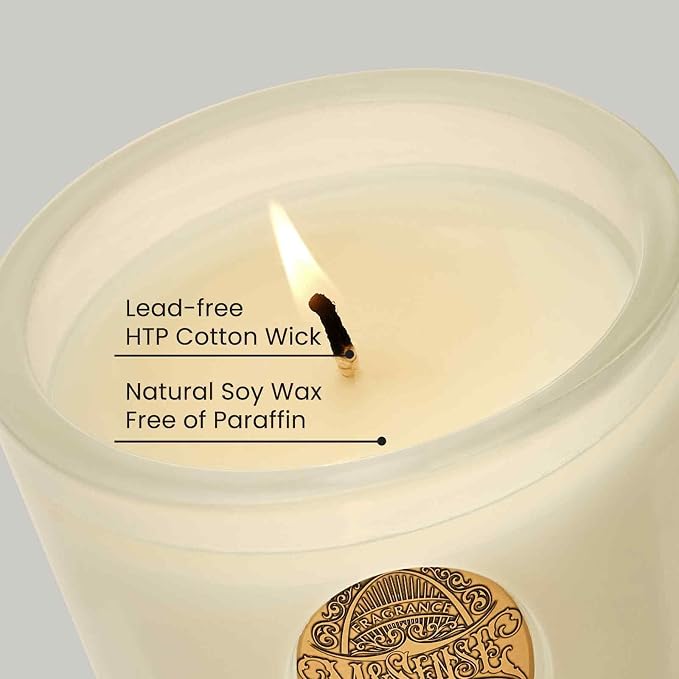 M&SENSE Natural Soy Candle | Creamy Vanilla Pie & White | 9.2 oz, 50H Burn Time | Luxury Scented Candle for Relaxation, Gifting, Home Décor | Ideal for Bedroom, Office, Party Ambiance