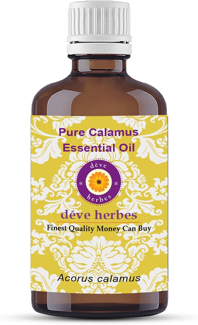 dève herbes Calamus Essential Oil (Acorus Calamus) Pure | Non-Sticky | Non-Greasy | Lightweight | Men & Women | All Skin Types | Steam Distilled 100ml (3.38 oz)