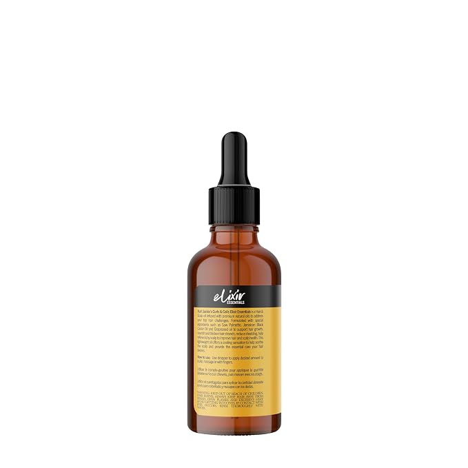 Aunt Jackie's Elixir Essentials Hair & Scalp Oil, Saw Palmetto, Jamaican Black Castor Oil & Grapeseed Oil, Nourishes, Thickens & Supports Hair Growth, 2 oz