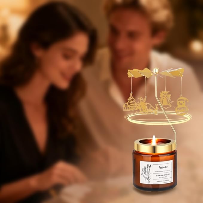 Christmas Candle Gifts for Women, Rotatable Lavender Scented Candle Gifts for Mom Wife Anniversary Valentine's Day Christmas, Unique Birthday Gift for Sister Girlfriend with Gift Box