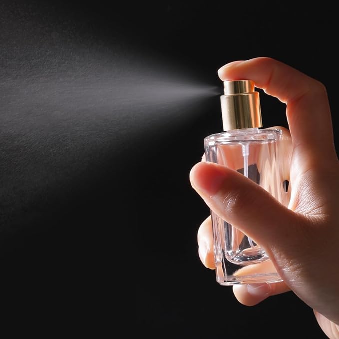 50ml/1.7 Oz Glass Spray Bottle Perfume Atomizer,Travel Refillable Perfume Bottles Empty Classic Spray Bottle 2Pack (Gold, 50ml)