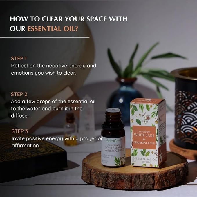White Sage & Frankincense Essential Oil Diffuser Blend by Aromafume | 3x10ml/0.33 fl oz | Aromatherapy oil for cleansing negative energy, protection | Ethically sourced sage oil for smokeless smudging