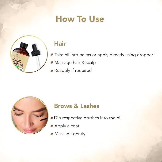 Botanic Hearth Castor Oil & Hair Treatment Oils 2 Fl oz| 100% Pure & Natural, Cold Pressed |For Hair, Eyelashes & Eyebrows | Hexane Free, Fast Absorbing | With Applicators & Dropper | All Hair Types