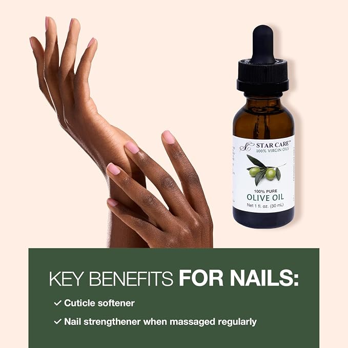 100% Pure Olive Oil for Hair, Skin and Nails 1 fl oz (30ml) Extra Virgin Unrefined Olea Europaea Oil with Dropper Deep Moisturizer Anti-Aging Body Oil & Scalp Treatment