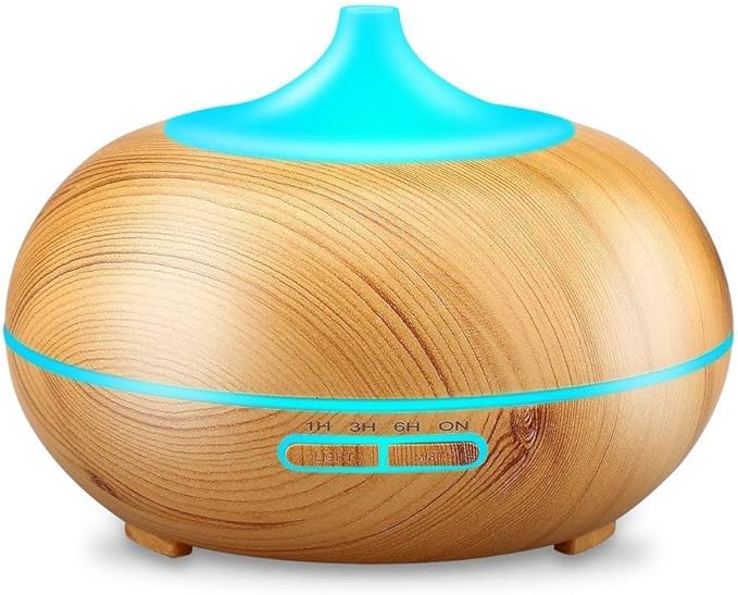 Aroma Essential Oil Diffuser, JoySusie 500ml Wood Grain Ultrasonic Cool Mist Whisper-Quiet Humidifier with Color LED Lights Changing & 4 Timer Settings, Waterless Auto Shut-Off for Spa Baby