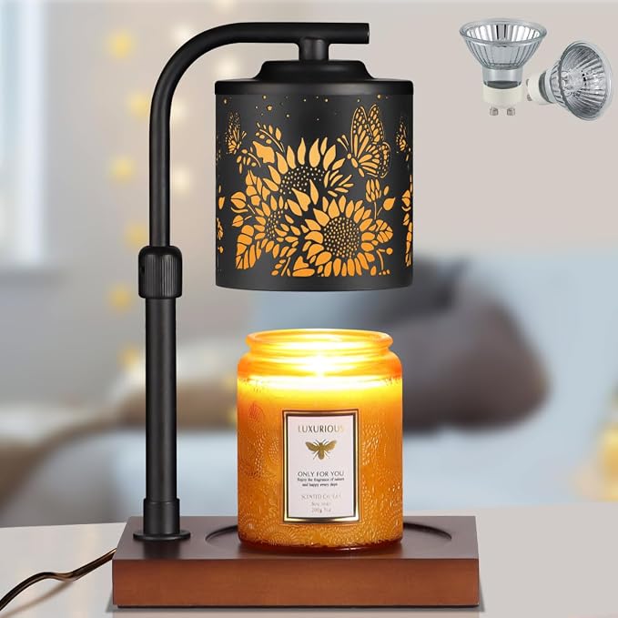 mocosa Candle Warmer Lamp with Adjustable Height Dimmable for New Home Decor Electric Candle Warmer for Jar Candles Birthday Gifts for Women Mom(Sunflower)