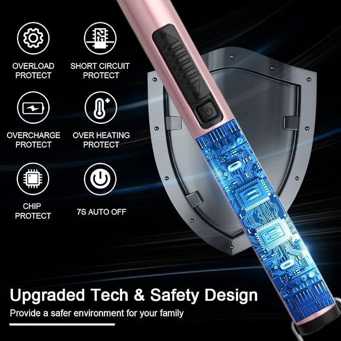 MeeToo Lighter, Electric Candle Rechargeable USB Lighter Plasma Arc for Candle Birthday Camping Rose Gold
