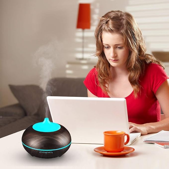 Aromatherapy Essential Oil Diffuser, JoySusie 300ml Wood Grain Ultrasonic Cool Mist Whisper-Quiet Humidifier with Color LED Lights Changing & 4 Timer Settings, Waterless Auto Shut-Off for Spa Baby
