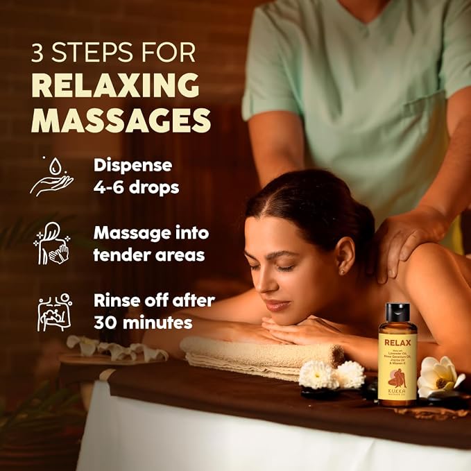 KUKKA Relax Massage Oil - 3.38 Fl Oz - Enhances Relaxation and Comfort for Bliss - Lavender Massage Oil for Massages Deepens Connections for Moments of Comfort - Natural Ingredients and Non-Greasy