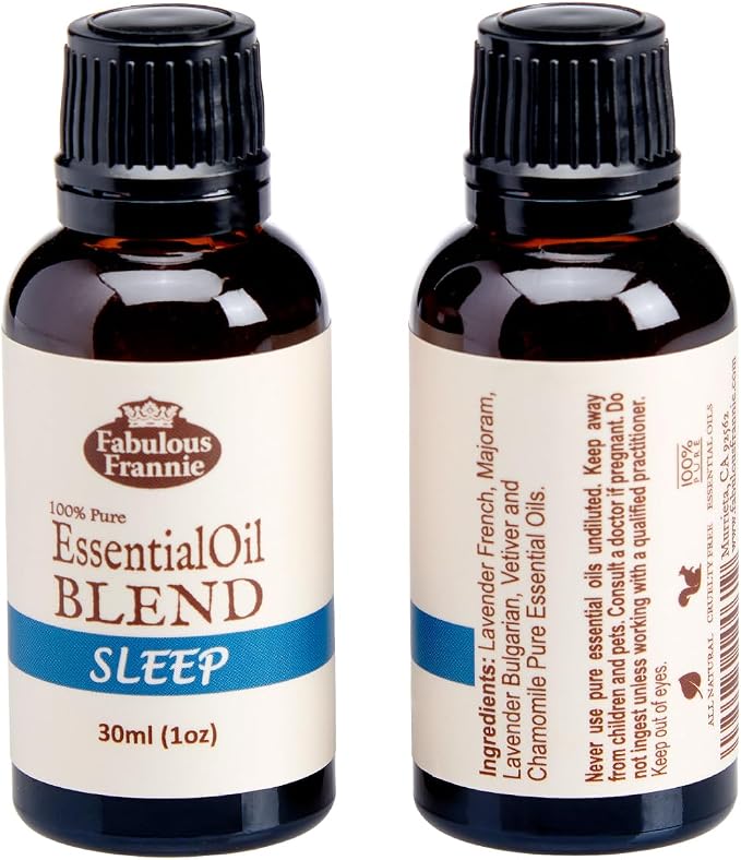 Fabulous Frannie Sleep Pure Essential Oil Blend 30ml Made with Undiluted, Therapeutic Chamomile, Marjoram, Bulgarian Lavender and Vetiver