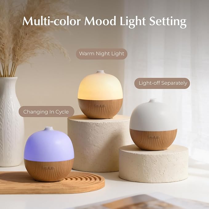 ARVIDSSON Essential Oil Diffuser, 100ml Small Aromatherapy Diffuser with Mood Light, Ultrasonic Oil Diffusers for Home, Mini Diffuser for Essential Oils, Gift for Women