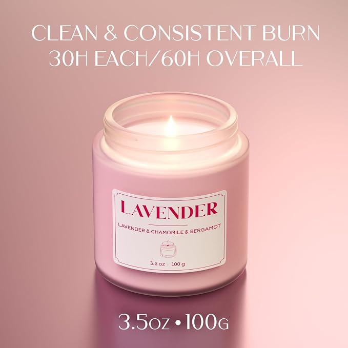 NORVENCE Scented Candles for Women, Stress Relief Candles for Home, Premium Soy Candle Set, Candle Gifts for Women (Pink, 7 oz)