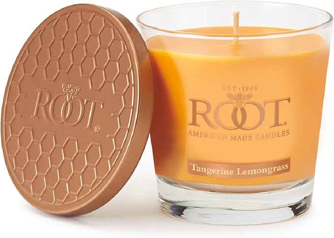 Root Candles Scented Candles Honeycomb Beeswax Blend Premium Handcrafted Candle, Small Veriglass, Tangerine Lemongrass