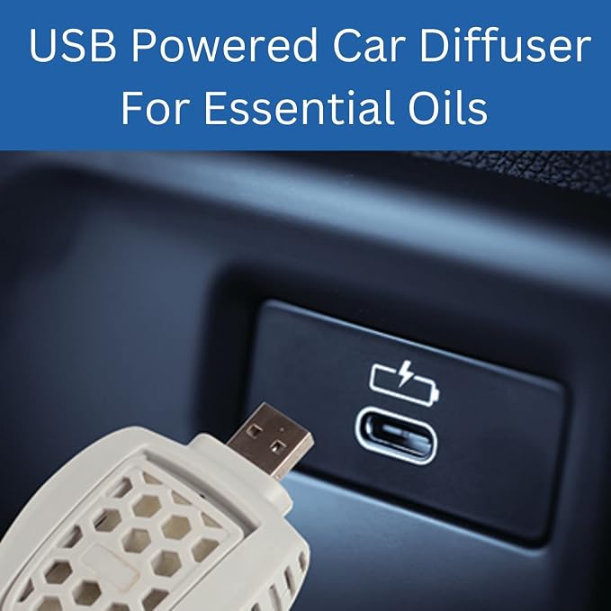 Mini Oil Diffuser USB Powered Essential Oil Car Diffuser. Small Diffuser. Use As Travel Diffuser, Desk Diffuser for Office Home. Mini Diffuser Essential Oil Car Freshener with Two Pads. Colors Vary