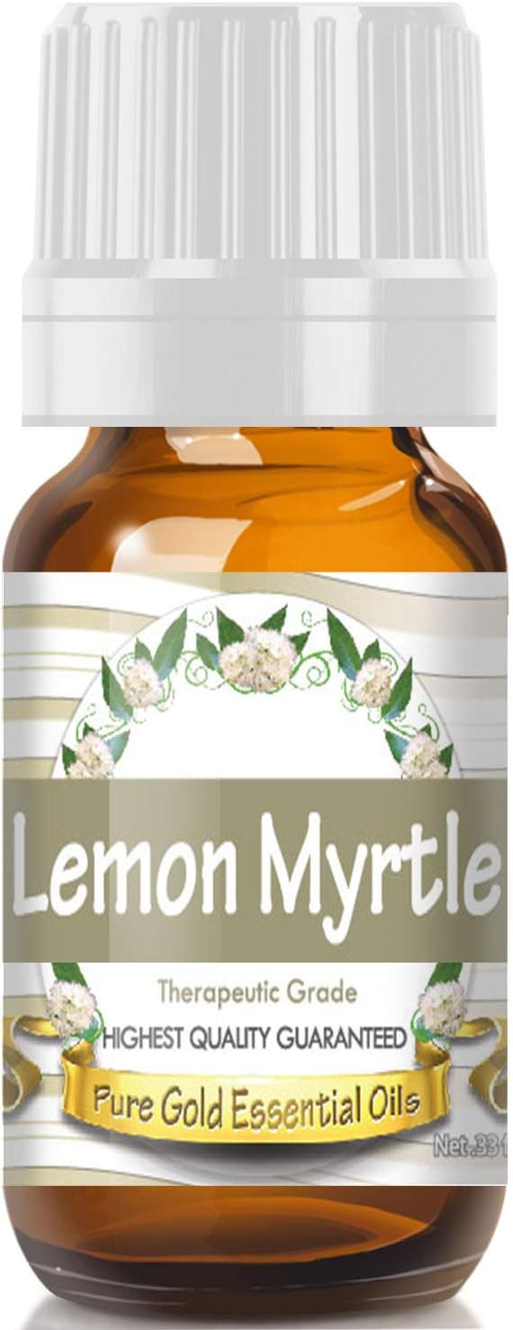 Pure Gold Essential Oils - Lemon Myrtle Essential Oil - 0.33 Fluid Ounces