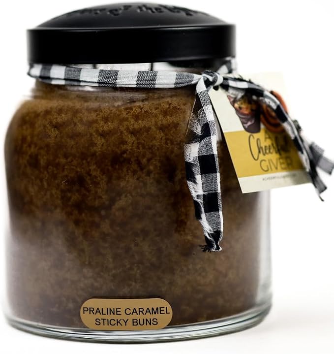 A Cheerful Giver - Praline Caramel Sticky Buns - 34oz Papa Scented Candle Jar - Keepers of the Light - 155 Hours of Burn Time, Candles Gifts for Women
