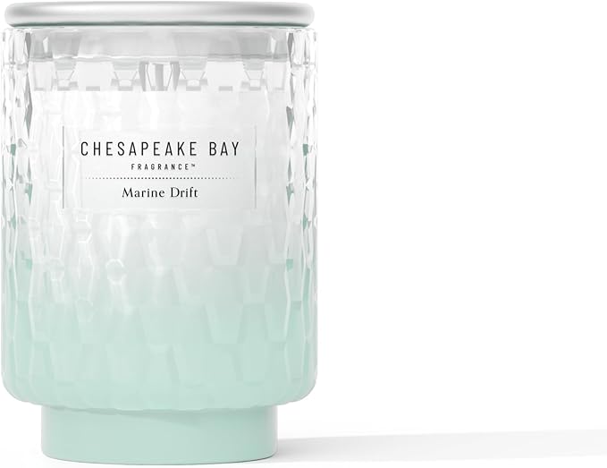 Chesapeake Bay, 8oz Marine Drift Scented Candle, Mood Evoking Fragrance, Textured Sea Glass-Inspired Jar, Premium Soy Blend Wax with Essential Oils, Coastal Fragrance for Home Décor or Gifting