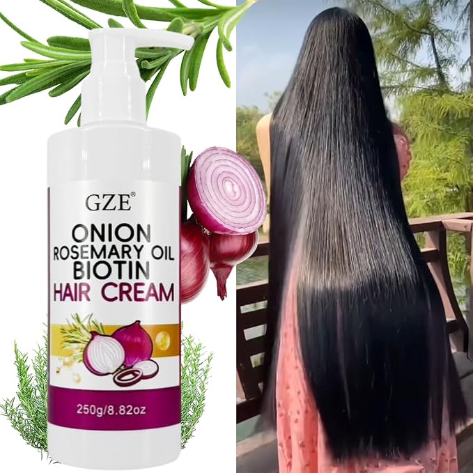GZE Hair Growth Cream with Onion, Rosemary Oil & Biotin | Strengthens Hair, Reduces Breakage | Nourishing Scalp Care for Thicker, Healthier Looking Hair Butter