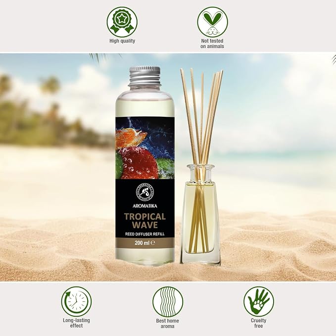 Tropical Wave Refill Reed Diffuser 6.8 Fl Oz - Room Diffuser Refill - Home Fragrance - Room Freshener - Fresh and Long Lasting Fragrance