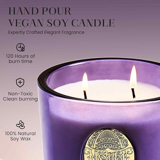 M&SENSE Large Two-Wick Strong Soy Candle | Berry Rose & Purple |19.8 oz, 120H Burn Time | Luxury Scented Candle for Relaxation, Gifting, Home Décor | Ideal for Bedroom, Office, Party Ambiance