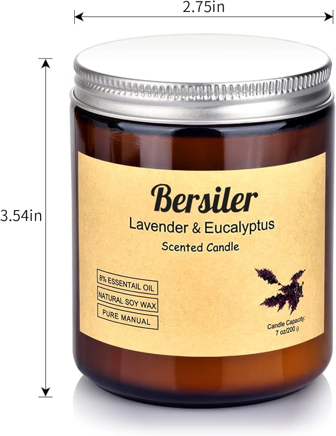 Aromatherapy Candles, 2 Pack Lavender Eucalyptus Scented Candles Stress Relief and Relax for Home & Bedroom Gift for Women Birthday Christmas, Soy Wax Candles