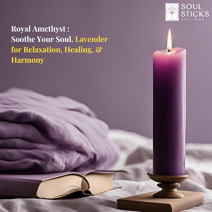 SOUL STICKS 4" Scented Ritual Candles Chime Taper Premium Candles 20 pcs for Rituals, Ceremonies, Meditation, Altar and Spells (Indigo/Lavender)