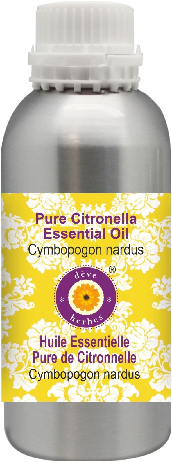 Deve Herbes Pure Citronella Essential Oil (Cymbopogon nardus) Steam Distilled 1250ml (42 oz)
