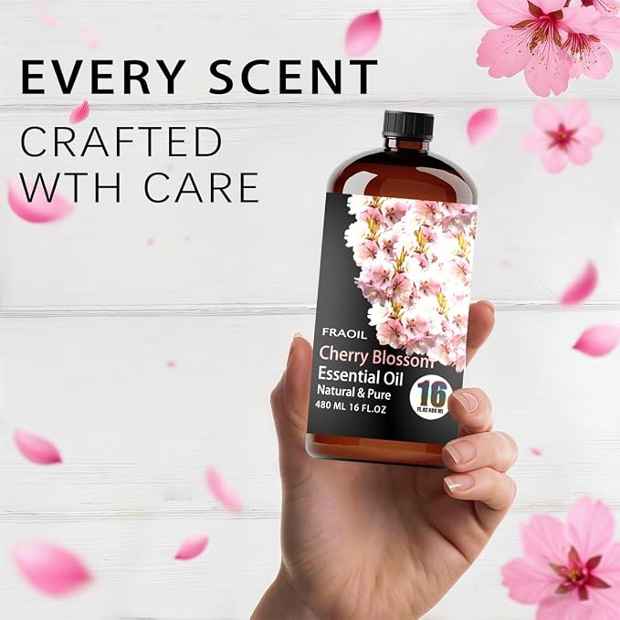 Cherry Blossom Essential Oil, Cherry Blossom Oil 16 Fl Oz 480 ML for Diffuser Humidifier Yoga Cleaning DIY Candle Soap Making Perfume Gift for Women FRAOIL (Cherry Blossom 16 Fl Oz (Pack of 1))