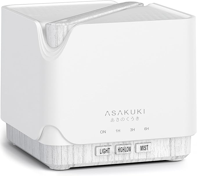 ASAKUKI Essential Oil Diffuser for Home, Large 700 ml Humidifier with Automatic Shut-Off, Quiet Aromatherapy Diffuser with 7 LED Lights for Living Room, Kitchen, Bedroom, Hotel - White