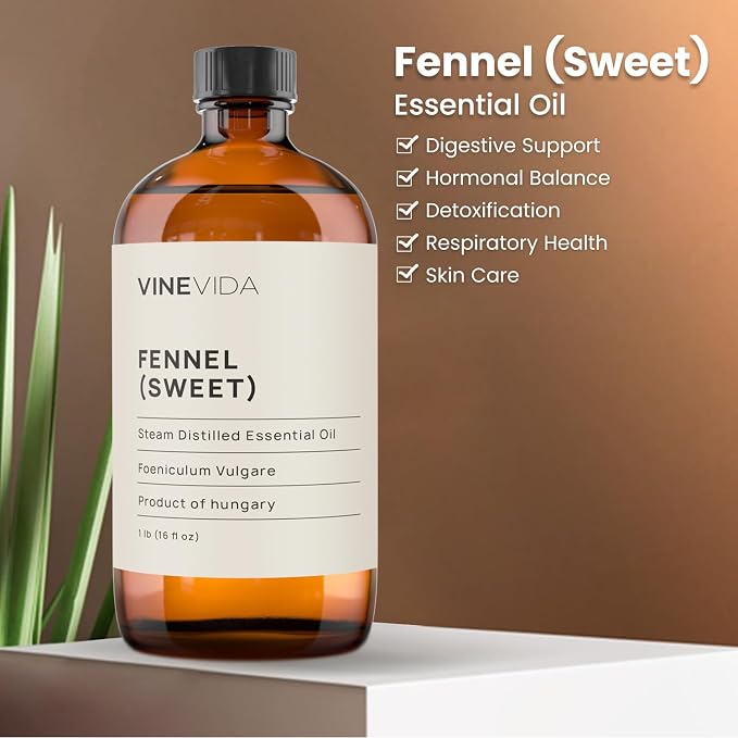 VINEVIDA [16oz] Fennel Essential Oil - Undiluted Bulk Essential Oil for Soap Making and Candle Making
