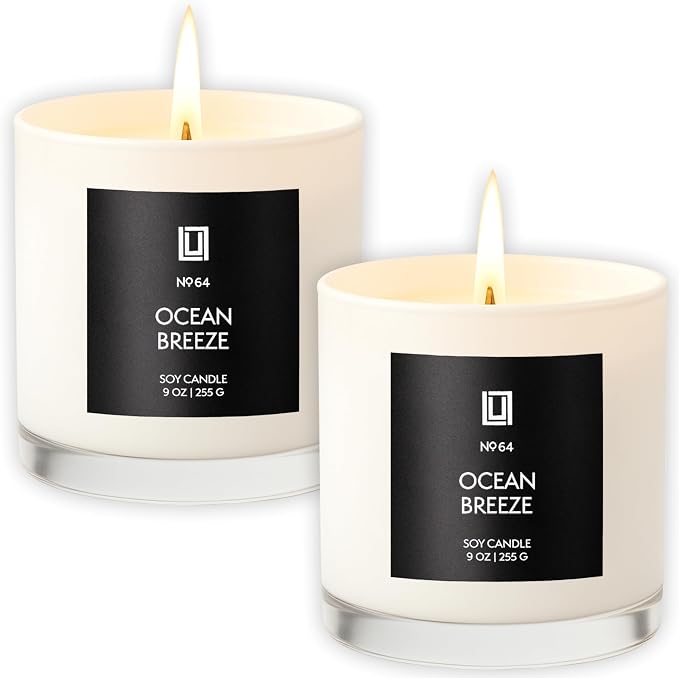 Lulu Candles | Ocean Breeze | Luxury Scented Soy Jar Candle | Hand Poured in The USA | Highly Scented & Long Lasting (9 Oz. 2 Pack)