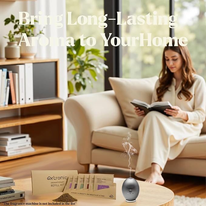 Aroma Diffuser-Compatible Scent Granule Starter Kit: Lavender, Eucalyptus, Frankincense,Vanilla, Rose, Oud,Refills for Orbby Incense Burner (6g)