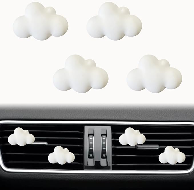 4 Pcs Cloud Air Vent Clips, Cute Cloud Car Air Fresheners Vents Clips Funny Automobile Diffuser Vent Clips Car Interior Decor Charm Cute Automobile Accessories Decoration for Women