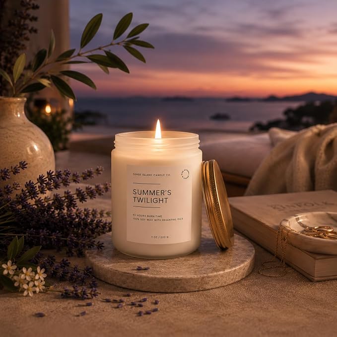 Summer's Night Scented Candles for Men&Women | 100% Natural Soy Candle 7oz, up to 50 Hrs Burn Time Highly Scented Premium Scented Candle