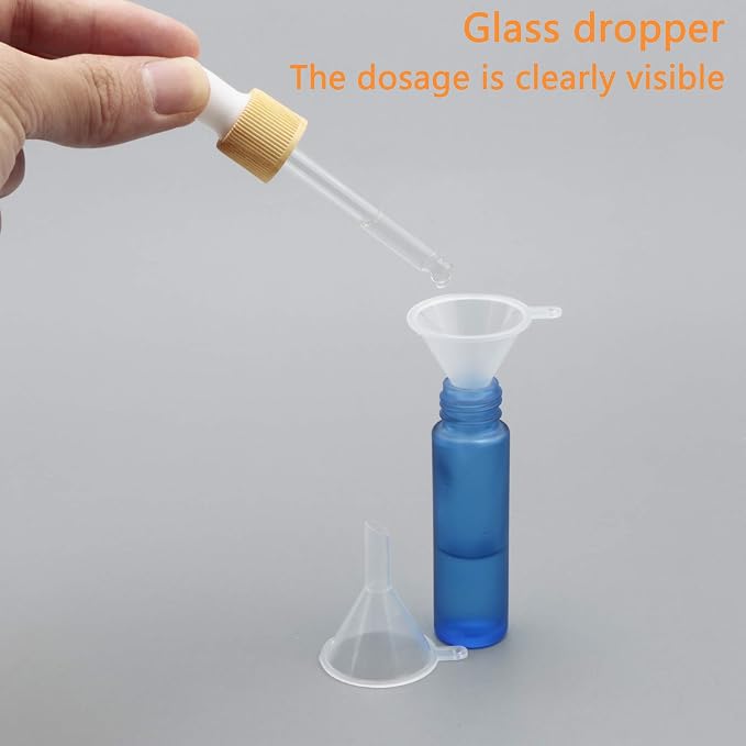 Ellbest 10ml Essential Oil Glass Dropper Bottle 10pcs Colorful Glass Bottles with Eye Dropper for Travel, Leak-Proof Refillable Mini Sample Vials with Funnels & Dropper (Matte Navy Blue)