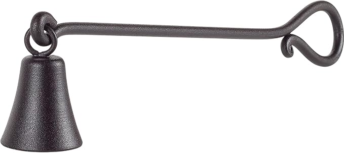 RTZEN Rustic Bell Candle Snuffer - Handcrafted Decorative Rustic Wrought Iron Candle Extinguisher Candlesnuffer with Long Handle - Unique Black Matte Farmhouse Decor Accessories Gift