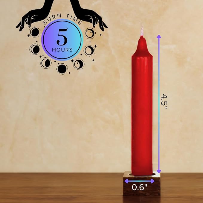 Simply Soson 5 inch Ritual Taper Candles Bulk, Mini Taper Candles - 24 Red Chime Spell Candles - Small Taper Candle Stick, Use as Witchcraft Supplies, Altar Candles, Unscented Prayer Candles