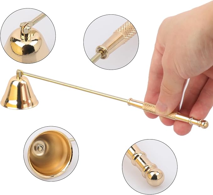 7 Pack 8.3 Inch Gold Candle Snuffer Set, Candle Wick Snuffer Elegant Home Décor Accessory for Scented Candles