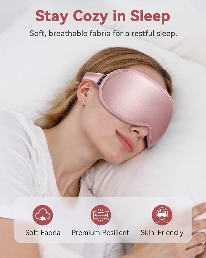 Weighted Blackout Sleep Mask for Women, 3D Contoured Zero Eye Pressure, Lash-Friendly Deep Eye Cups, Adjustable Slide Buckle Strap, Night Shift Nurse Essentials for Day Sleep & College Dorm Naps(Pink)