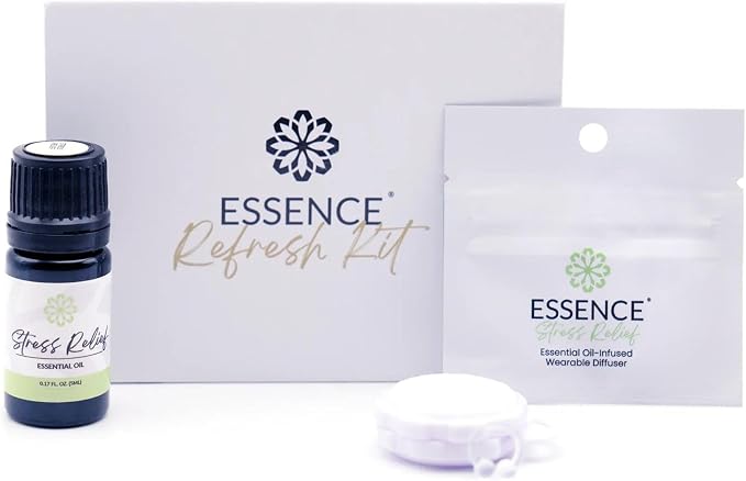Essence Refresh Kit | Featured Blends Essential Oils | Aromatherapy Nasal Diffuser | Personal Scent Clip for Travel, Work & Everyday Use | Made in USA | Stress Relief | White Pod