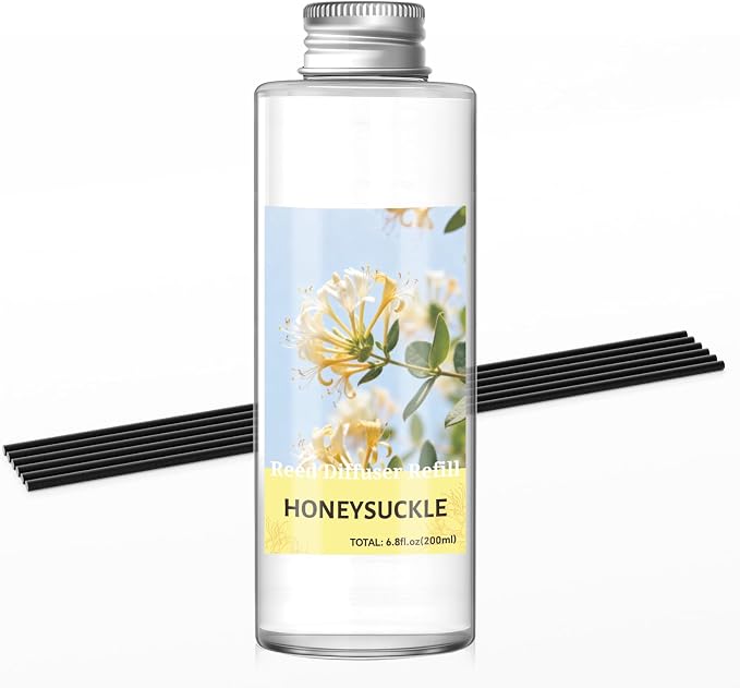 SCENTORINI Reed Diffuser Oil Refill, Honeysuckle Diffuser Oil 6.76 Fl Oz, Natural Scented Essential Oil Refill Long Lasting Summer Home Fragrance for Room Spa Aromatherapy Bathroom Home Decor