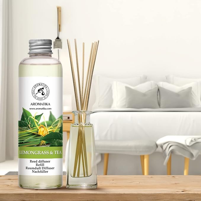 Reed Diffuser Refill Lemongrass - Tea 6.8 Fl Oz - Scented Diffuser - Room Diffuser Refill with Scent - Room Freshener - Home Fragrance - Scented Diffusers - Home Fragrance