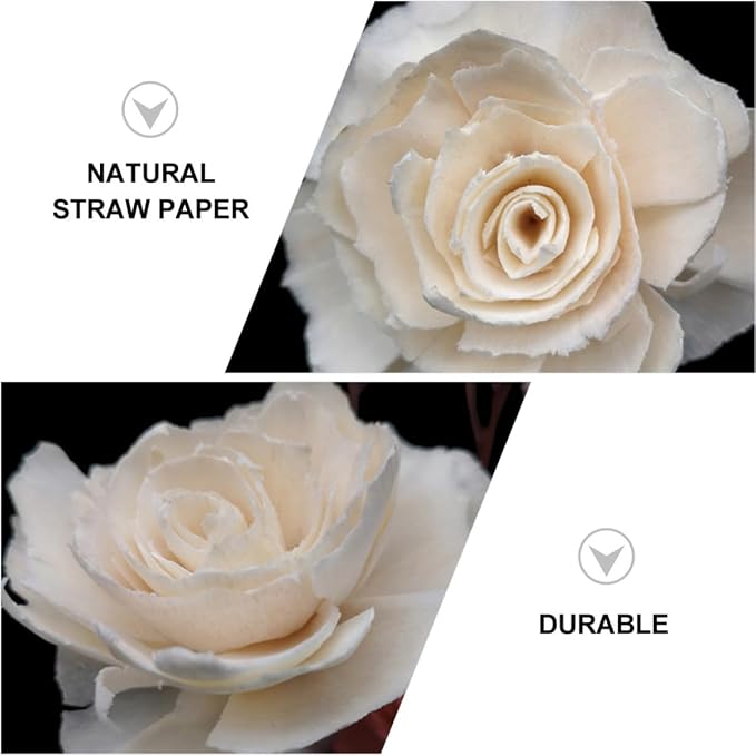 KALLORY Aroma Diffuser Flowers 6pcs Fire-Free Rattan Reed Essential Oil Diffusers Light-Colored Home Fragrance Decor for Living Room and Office
