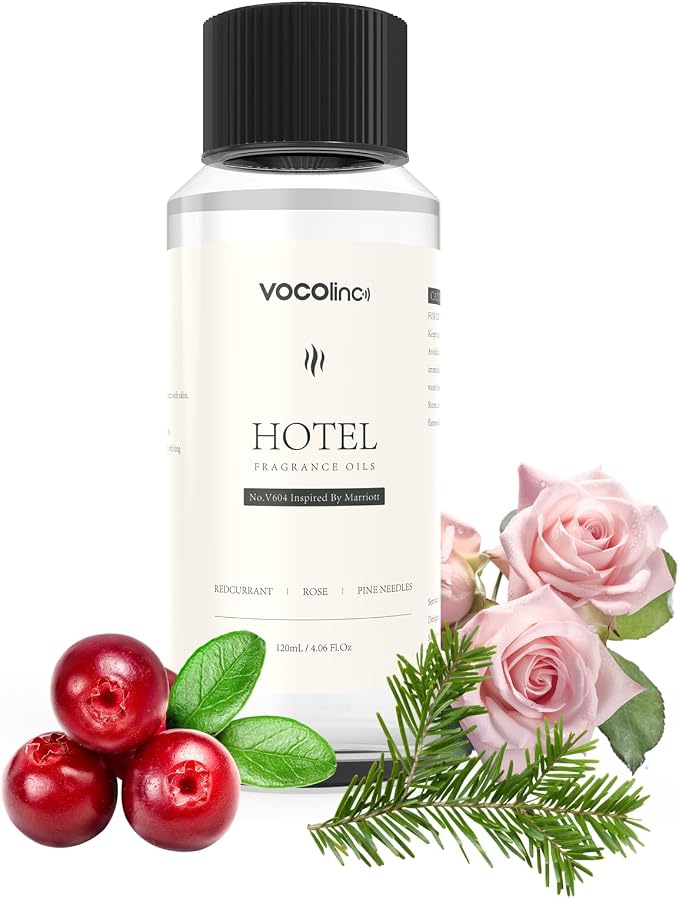 VOCOlinc Hotel Collection Diffuser Oil - Marriott - Inspired by Luxury Five Star Hotel Lobby Scent Oil for Waterless Oil Diffusers, Luxurious Scents of Redcurrant, Rose, and Pine Needles (4.06 OZ)