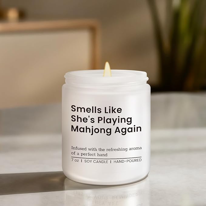 KLL Funny Playing Mahjong Candle, Mahjong Gifts for Women - Mah Jongg Accessories, Gifts for Mahjongg Lovers Players - Mahjongg Party Christmas Gift, Mah jongg Gift for women - Lavender Scented Candle