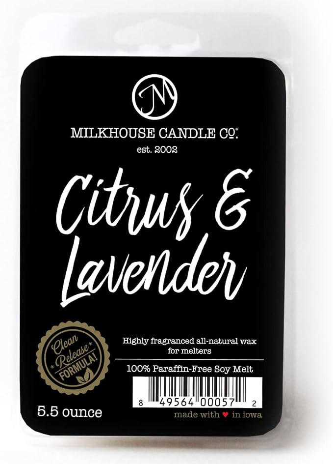 Milkhouse Candle Company Citrus & Lavender Soy Wax Melts - Tart Citrus | Lavender Buds | Soft Herbal Undertones Scented - 5.5 oz, Hand-Poured, Premium Fragrance Oil, Made in the USA