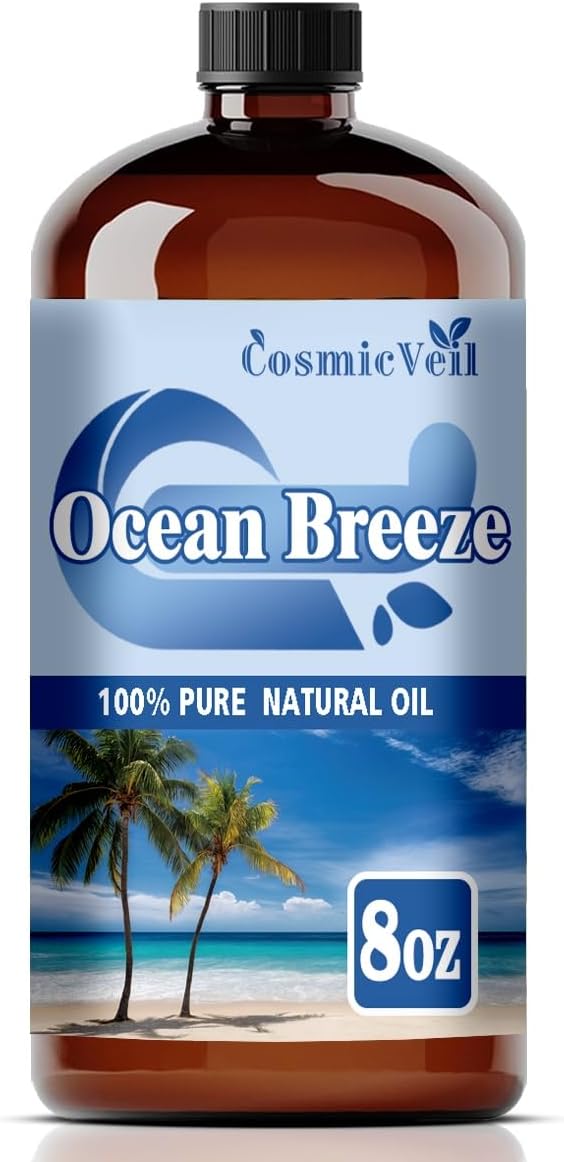 Ocean Breeze Essential Oil Ocean Breeze Oil for Aroma Diffuser,Humidifier,Home Fragrance,Cleaning,Body Care,Massage,Yoga,DIY Candle,DIY Soap CosmicVeil（Ocean Breeze，8 Fl Oz (Pack of 1)）