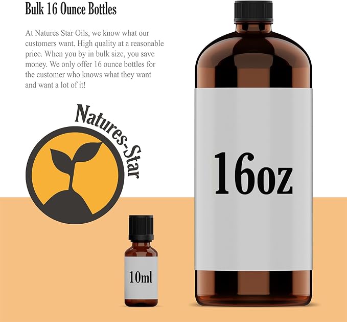 Natures-Star - Lemon Essential Oil 16 oz for Cleaning, Diffuser, Humidifier & Aromatherapy Body Massage – Oil for Skin, Home Candle Making & Lemon Fragrance Scent
