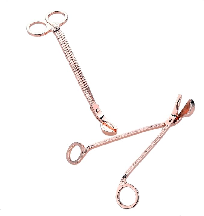 MUXSAM Candle Wick Trimmer, Candle Wick Cutter, Candle Scissors Cutter, 1-Pack Stainless Steel Wick Clipper Scissor Candle Tool for Trim Wick to Burn, Reduces Soot (Rose Gold)